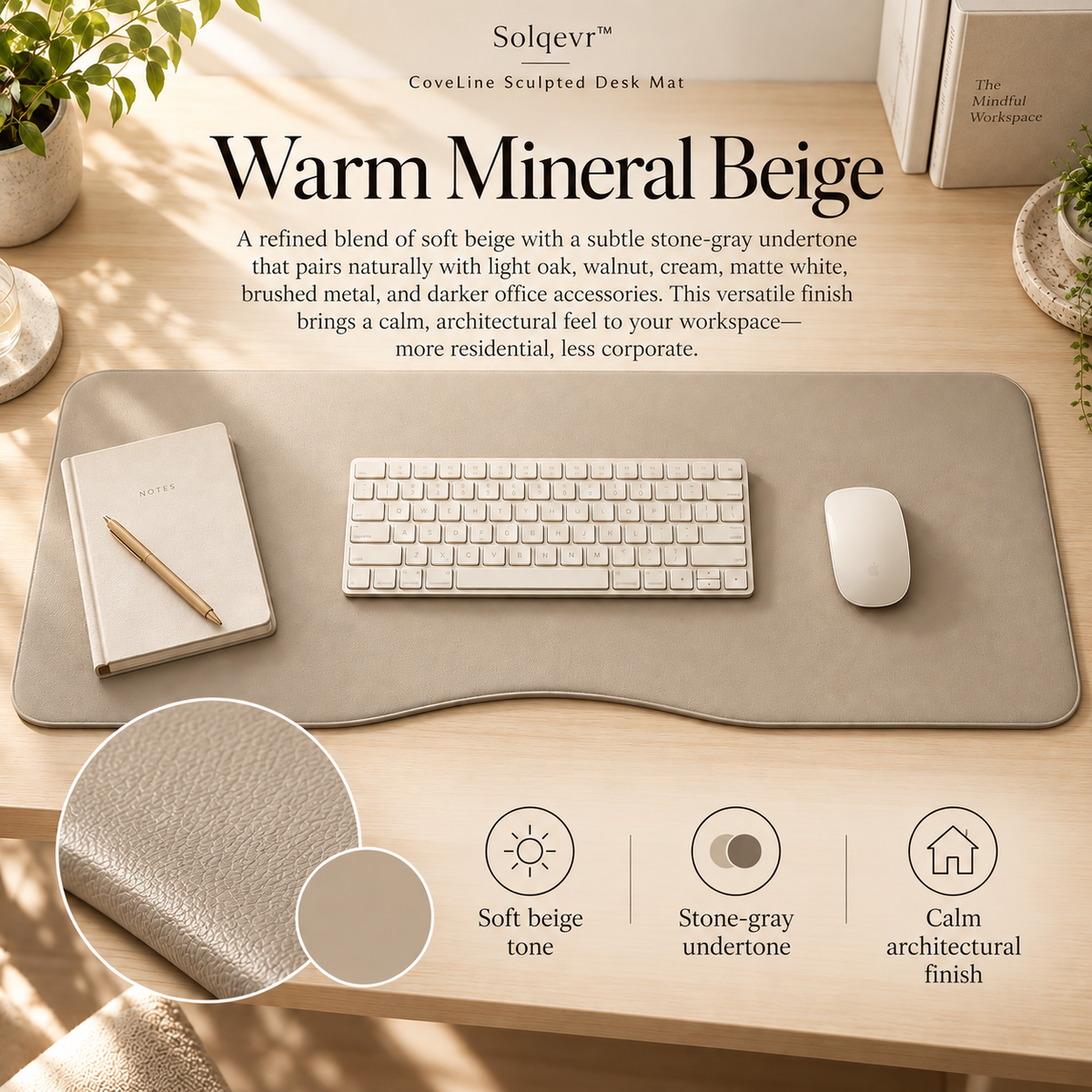 Solqevr™ CoveLine Sculpted Desk Mat