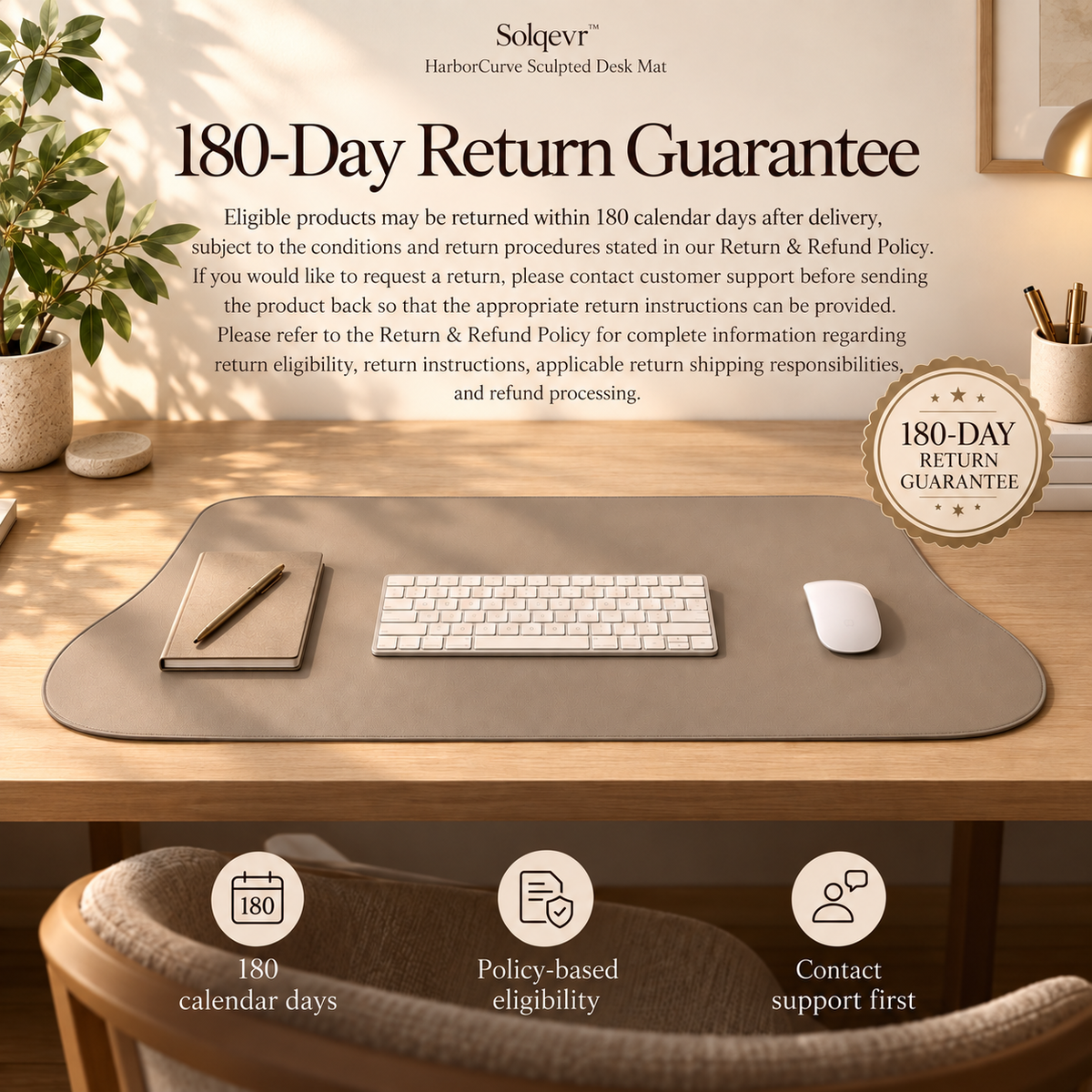 Solqevr™ HarborCurve Sculpted Desk Mat