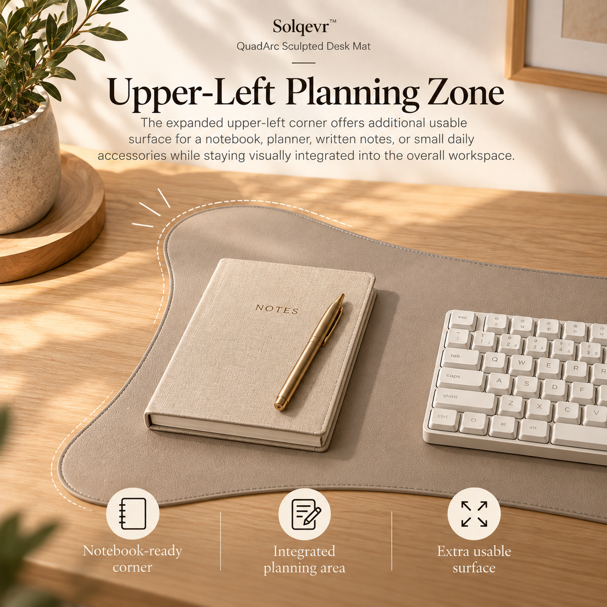 Solqevr™ QuadArc Sculpted Desk Mat