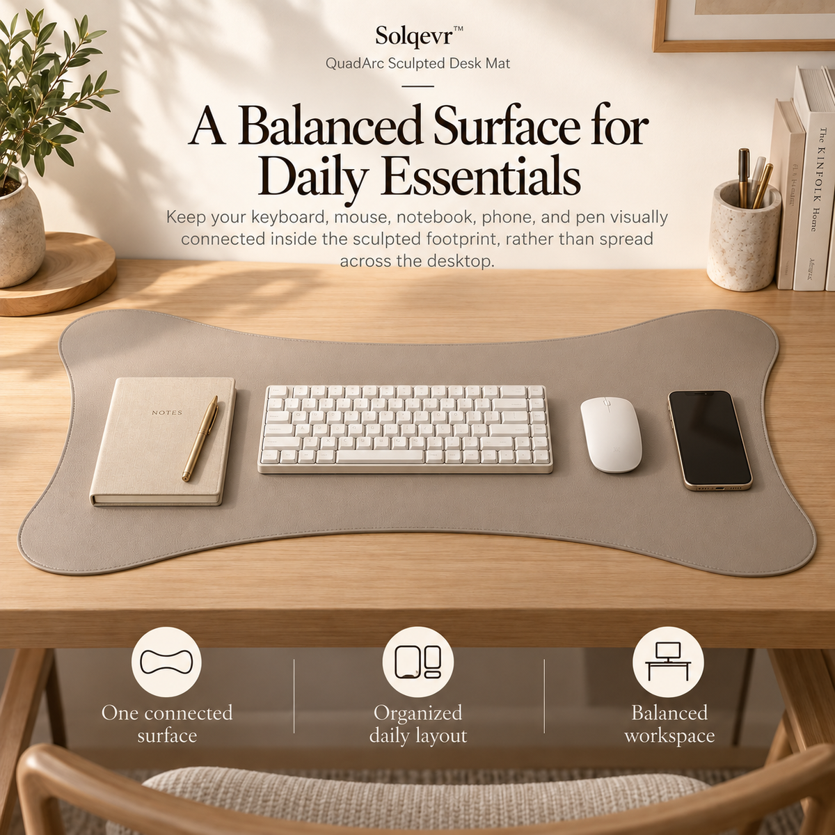 Solqevr™ QuadArc Sculpted Desk Mat